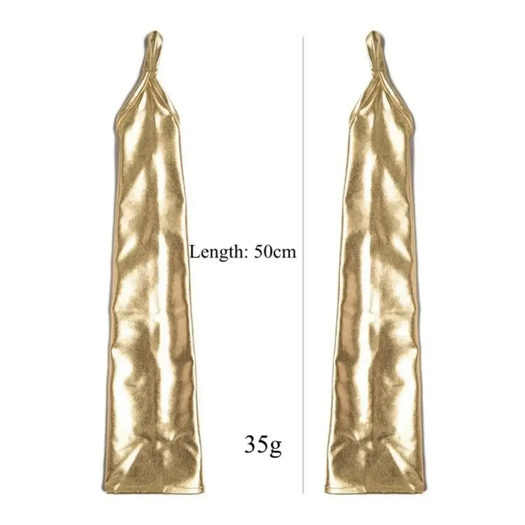 Dominitoy 50cm Long PU Fetish Gloves — Shiny Thumb-Loop Opera Gloves for Roleplay