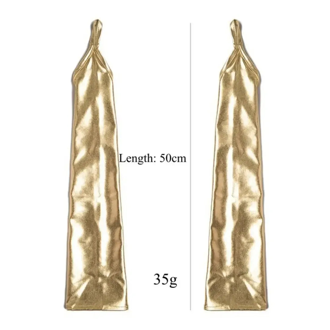 Dominitoy 50cm Long PU Fetish Gloves — Shiny Thumb-Loop Opera Gloves for Roleplay