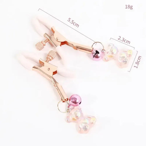 Dominitoy Adjustable Bear Nipple Clamps - Rose Gold BDSM Toys for Couples Sensory Play