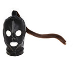 Dominitoy BDSM Hood BDSM Hood with Detachable Ponytail | Open Eyes & Mouth | Dominitoy