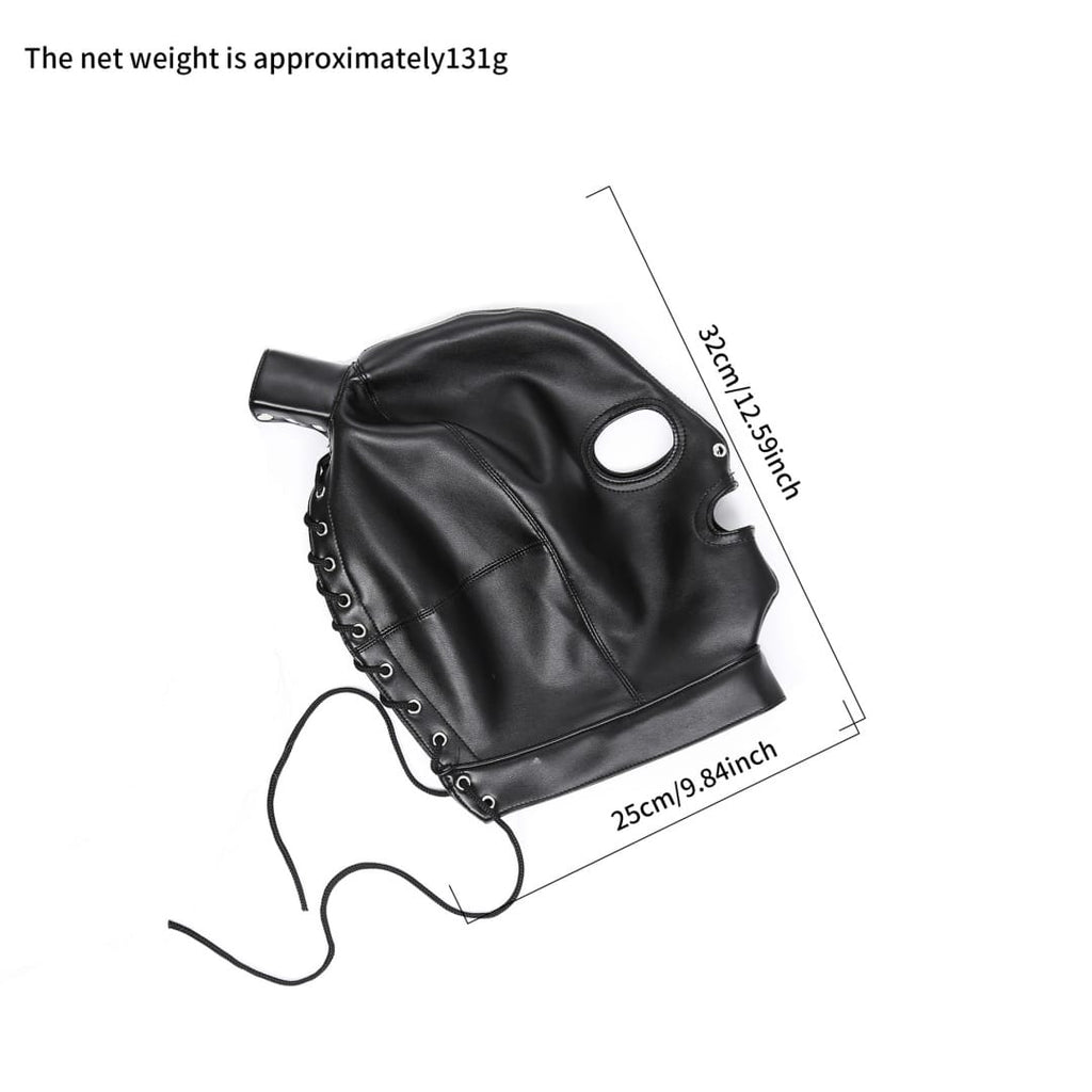 Dominitoy BDSM Hood BDSM Leather Hood Mask | Open Eyes & Open Mouth | Dominitoy