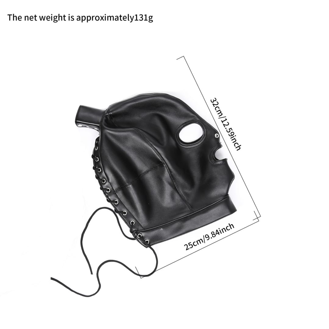Dominitoy BDSM Hood BDSM Leather Hood Mask | Open Eyes & Open Mouth | Dominitoy