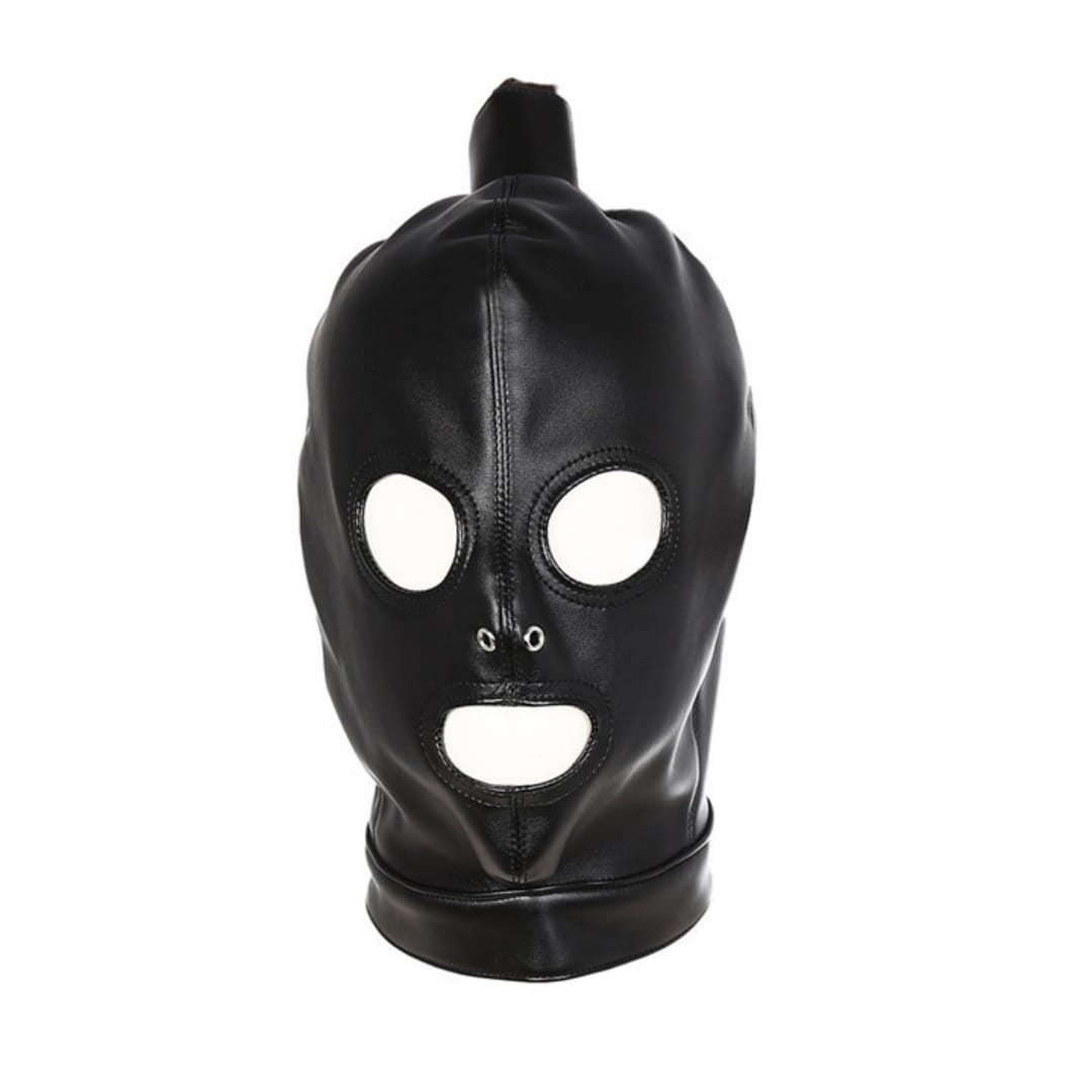 Dominitoy BDSM Hood BDSM Leather Hood Mask | Open Eyes & Open Mouth | Dominitoy