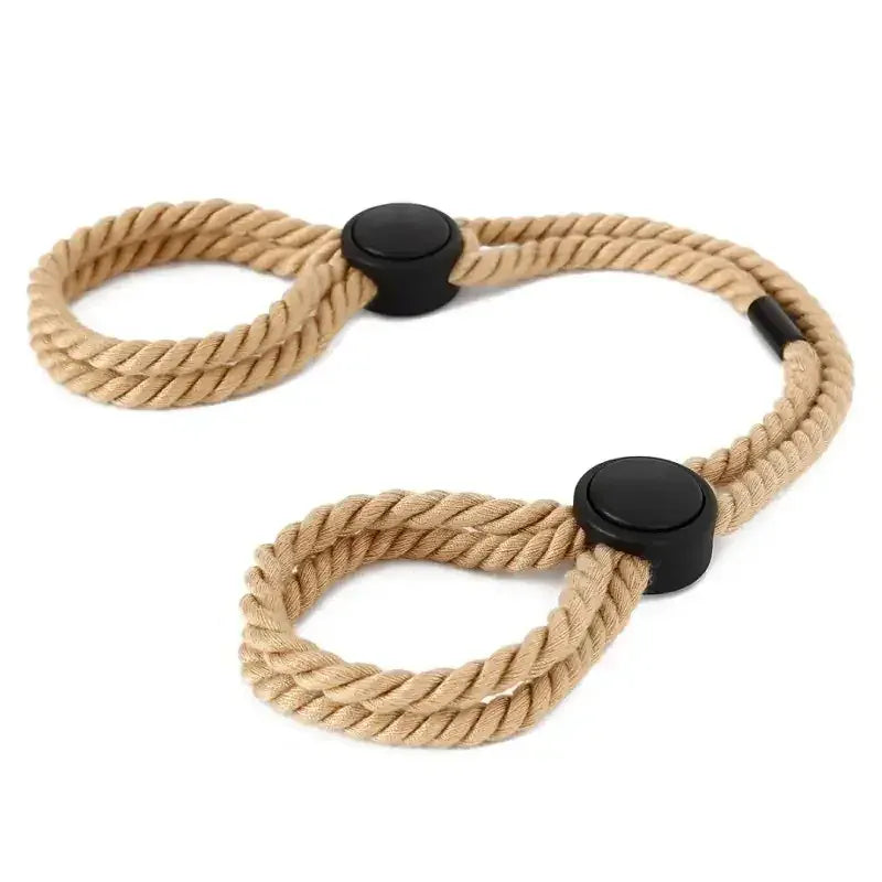 Dominitoy Beige Adjustable Rope Hand Cuff – Soft Double-Loop Wrist/Ankle Restraints