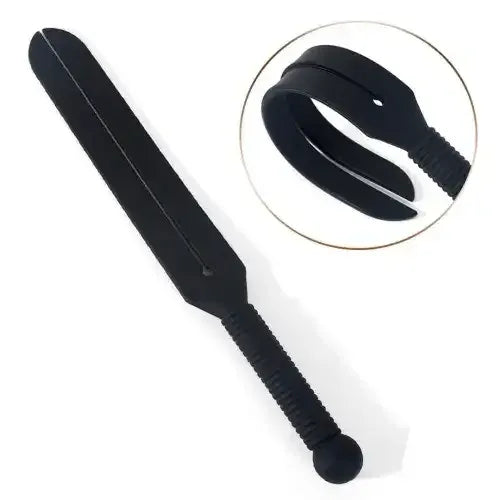 Dominitoy Black 100% Silicone Split-Head Paddle– Flexible BDSM Impact Toy