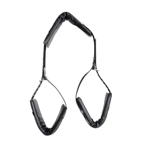 Dominitoy Black Adjustable Leather Leg Spreader Restraints - Premium BDSM Thigh Cuffs for Couples