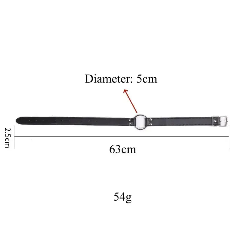 Dominitoy Black Black Faux Leather Ring Gag — Adjustable O‑Ring Collar, Beginner Friendly