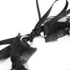 Dominitoy Black Black Lace Bell Collar – Adjustable Satin Ruffle Choker