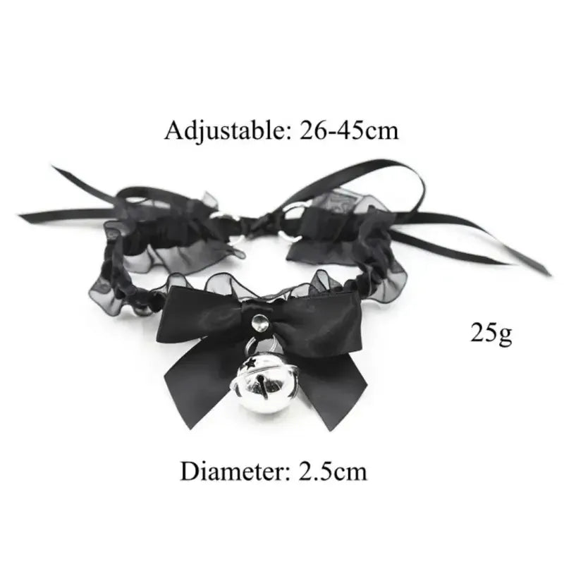 Dominitoy Black Black Lace Bell Collar – Adjustable Satin Ruffle Choker