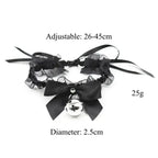 Dominitoy Black Black Lace Bell Collar – Adjustable Satin Ruffle Choker