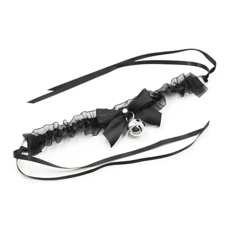 Dominitoy Black Black Lace Bell Collar – Adjustable Satin Ruffle Choker