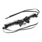 Dominitoy Black Black Lace Bell Collar – Adjustable Satin Ruffle Choker