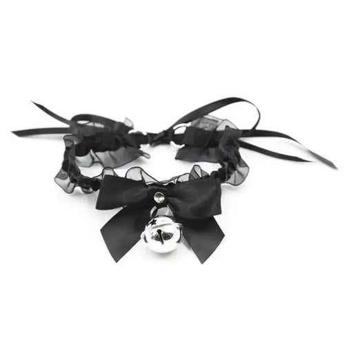 Dominitoy Black Black Lace Bell Collar – Adjustable Satin Ruffle Choker