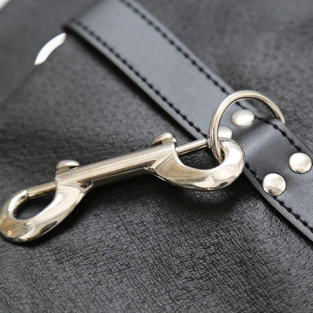 Dominitoy Black Black Leather Arm Binder Cuffs - Adjustable BDSM Restraints