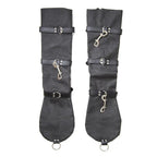 Dominitoy Black Black Leather Arm Binder Cuffs - Adjustable BDSM Restraints
