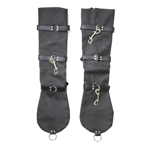 Dominitoy Black Black Leather Arm Binder Cuffs - Adjustable BDSM Restraints