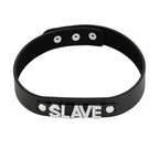 Dominitoy Black Black Leather Slave Choker – Rhinestone BDSM Collar