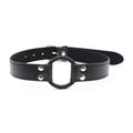 Dominitoy Black Black PU Leather O-Ring Gag — Adjustable 5cm Ring