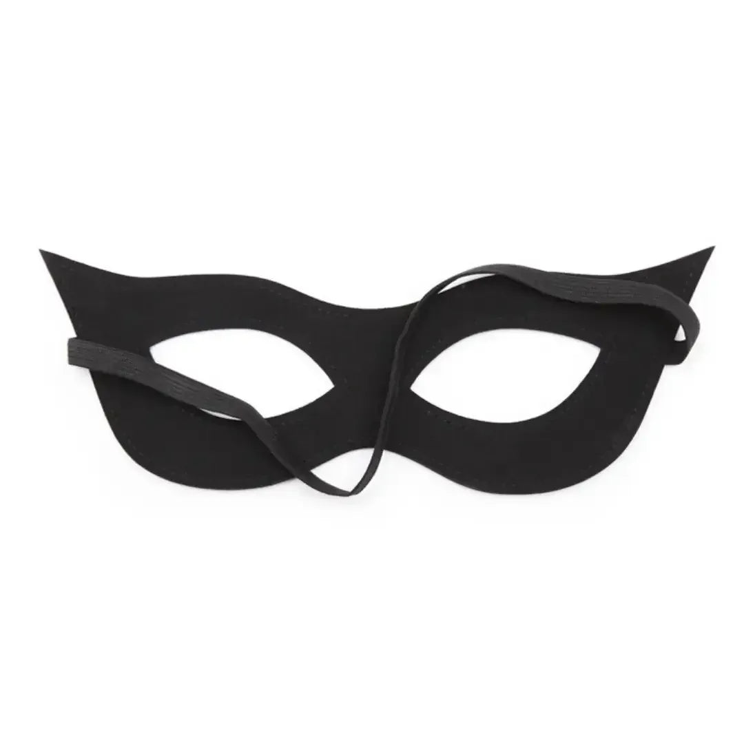 Dominitoy Black Blindfold Mask for Couples — Soft Leather, Adjustable Fit, BDSM Toy