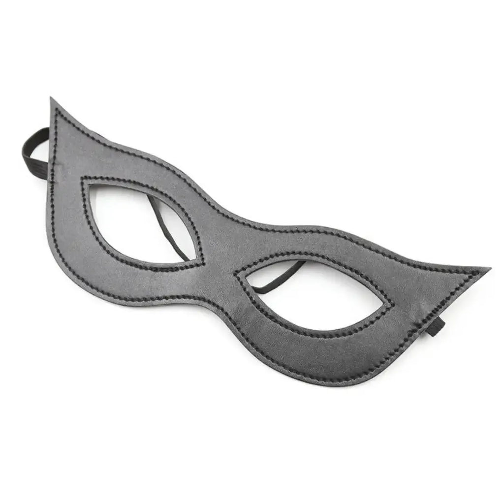 Dominitoy Black Blindfold Mask for Couples — Soft Leather, Adjustable Fit, BDSM Toy