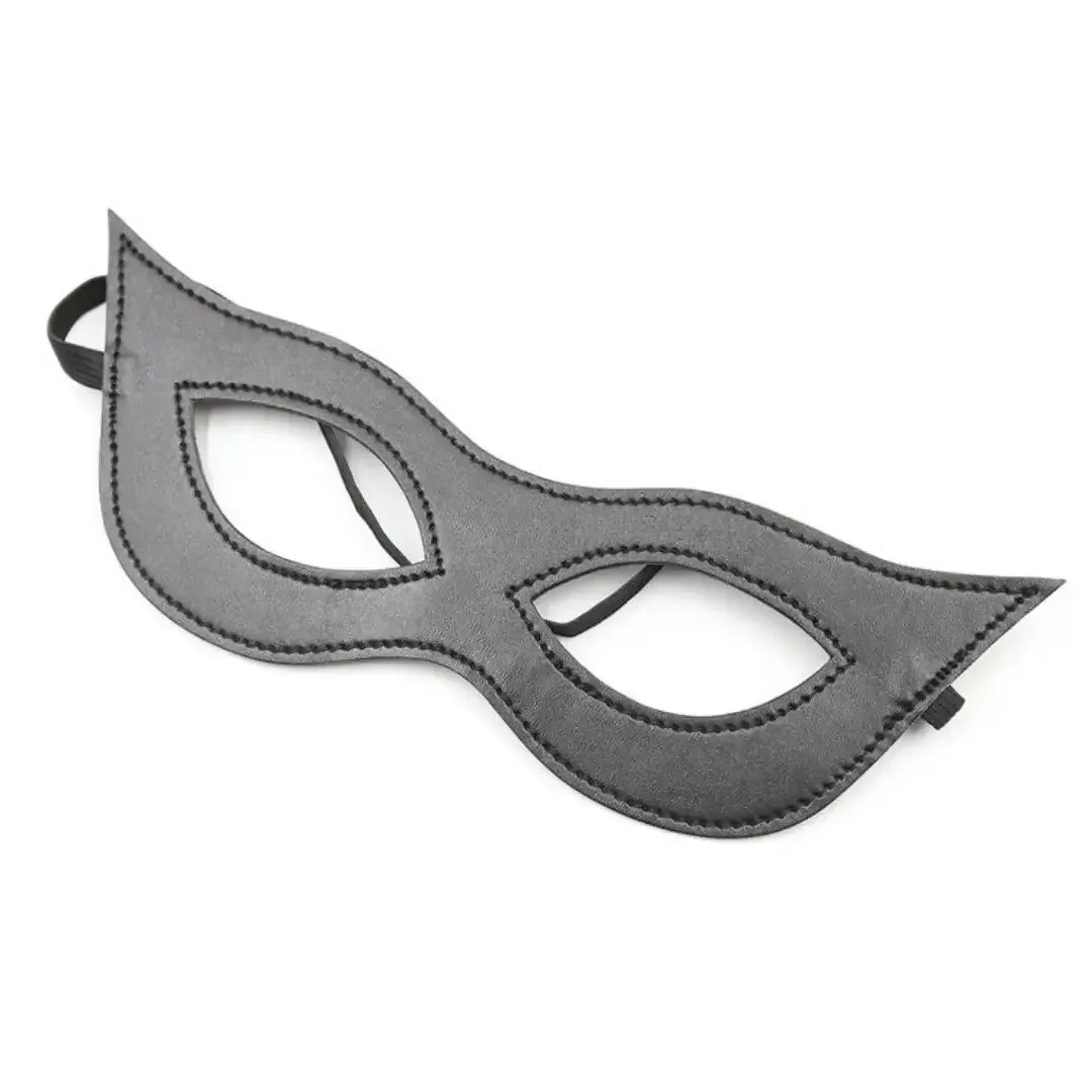 Dominitoy Black Blindfold Mask for Couples — Soft Leather, Adjustable Fit, BDSM Toy