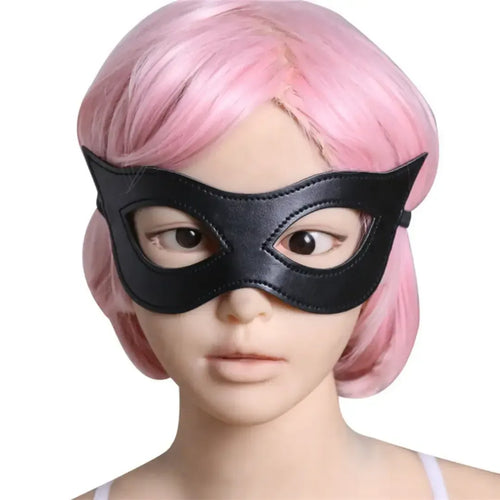 Dominitoy Black Blindfold Mask for Couples — Soft Leather, Adjustable Fit, BDSM Toy