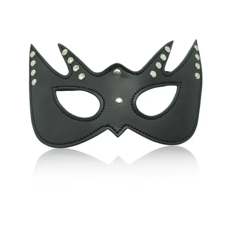 Dominitoy Black Blindfold Mask – Leather Look, Studded Eye Mask for Couples