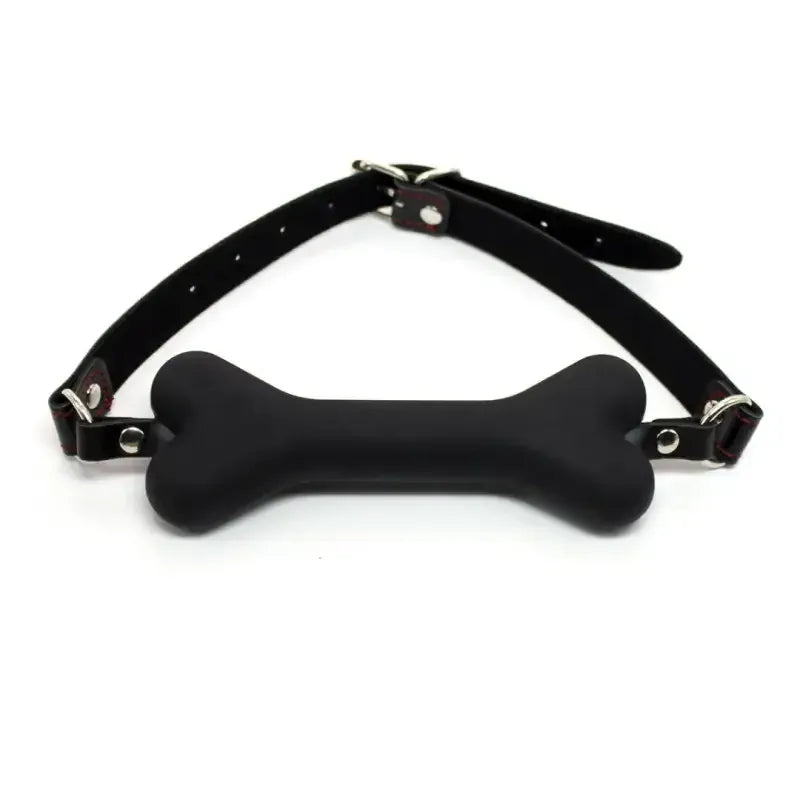 Dominitoy Black Bone Gag for Puppy Play - Adjustable BDSM Mouth Gag