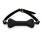 Dominitoy Black Bone Gag for Puppy Play - Adjustable BDSM Mouth Gag
