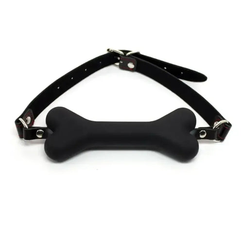 Dominitoy Black Bone Gag for Puppy Play - Adjustable BDSM Mouth Gag