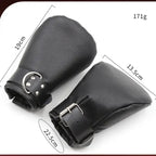 Dominitoy Black Dominitoy Leather Paw Mitt Restraints - BDSM Pet Play Bondage Gear