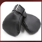 Dominitoy Black Dominitoy Leather Paw Mitt Restraints - BDSM Pet Play Bondage Gear