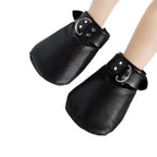Dominitoy Black Dominitoy Leather Paw Mitt Restraints - BDSM Pet Play Bondage Gear