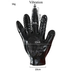 Dominitoy Black Five-Finger Vibrating Glove - Waterproof, Body-Safe Silicone Feel BDSM Toy