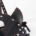 Dominitoy Black Fox BDSM Mask with O-Ring Gag - Adjustable Faux Leather Harness