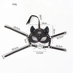 Dominitoy Black Fox BDSM Mask with O-Ring Gag - Adjustable Faux Leather Harness