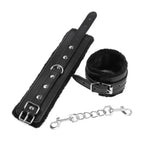 Dominitoy Black / Handcuff Plush Leatherette Ankle & Wrist Cuffs – Adjustable BDSM Restraints