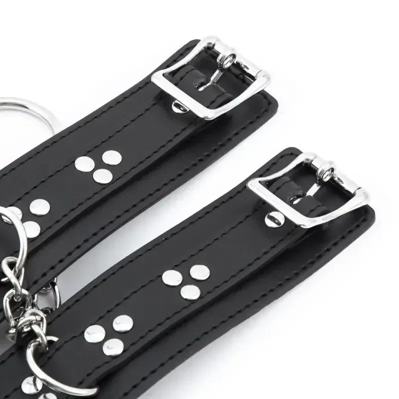 Dominitoy Black Hogtie Kit: 5-Piece PU Leather Bondage Restraint Set