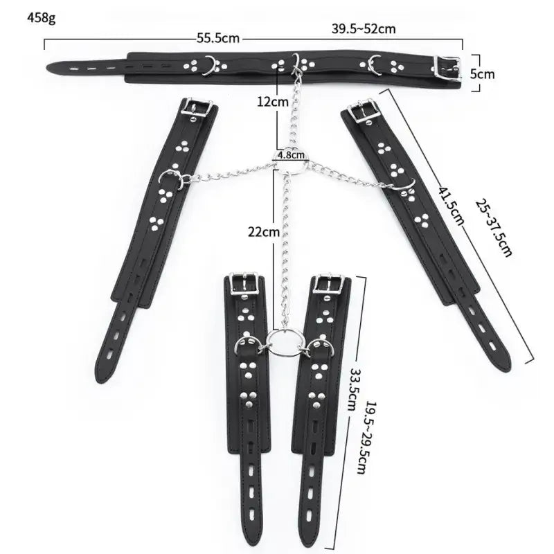 Dominitoy Black Hogtie Kit: 5-Piece PU Leather Bondage Restraint Set