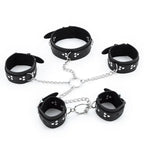 Dominitoy Black Hogtie Kit: 5-Piece PU Leather Bondage Restraint Set
