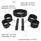 Dominitoy Black Hogtie Kit — Adjustable Padded Collar & Cuffs Set for Comfortable Bondage