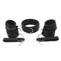 Dominitoy Black Hogtie Kit — Adjustable Padded Collar & Cuffs Set for Comfortable Bondage