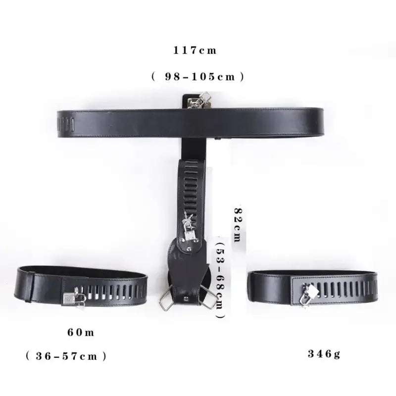 Dominitoy Black Leather Chastity Belt for Women – Adjustable Lockable Harness