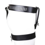 Dominitoy Black Leather Chastity Belt for Women – Adjustable Lockable Harness