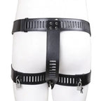 Dominitoy Black Leather Chastity Belt for Women – Adjustable Lockable Harness