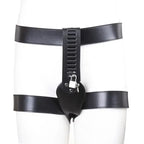 Dominitoy Black Leather Chastity Belt for Women – Adjustable Lockable Harness