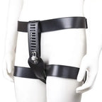 Dominitoy Black Leather Chastity Belt for Women – Adjustable Lockable Harness