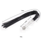  Dominitoy black leather flogger with glass handle - size chart showing 50cm total length
