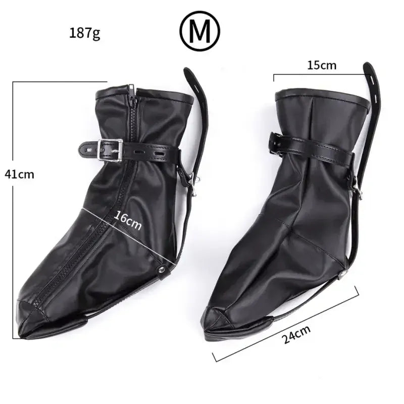 Dominitoy Black Leather Foot Restraint Boots - Lockable BDSM Bondage Gear M/L