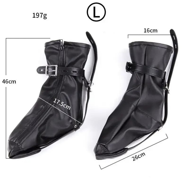 Dominitoy Black Leather Foot Restraint Boots - Lockable BDSM Bondage Gear M/L